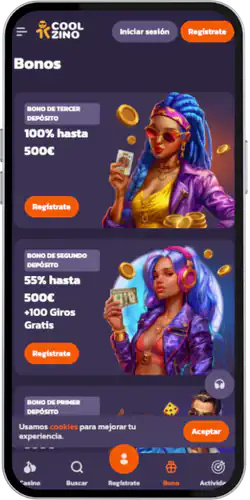 CoolZino Bonus encuentra la seccion de bonificacion